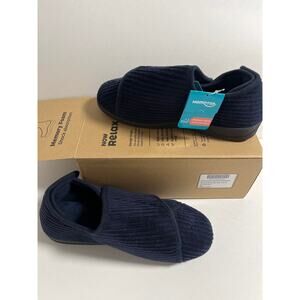 HomeTop Women's Corduroy Memory Foam Loafer Slippers with shock hard soles SZ 10